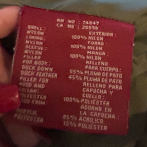 Levis coat Women’s Duck Down Faux Fur Hooded Parka Jacket L - Picture 8 of 8